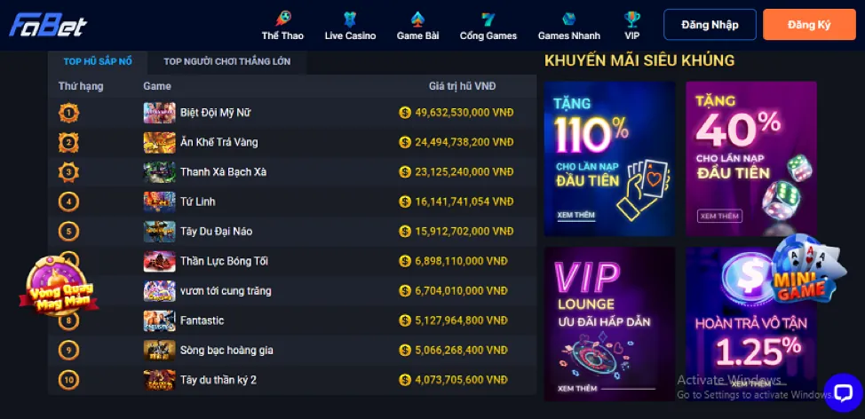 Thử thách nổ hũ và sự kiện casino bet89 win